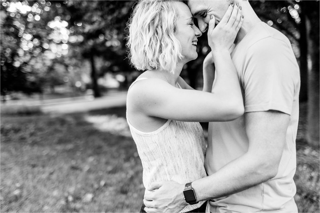 Caitlin and Luke Photography, Bloomington Normal Illinois Engagement, In Home engagement portraits, neighborhood engagement portraits