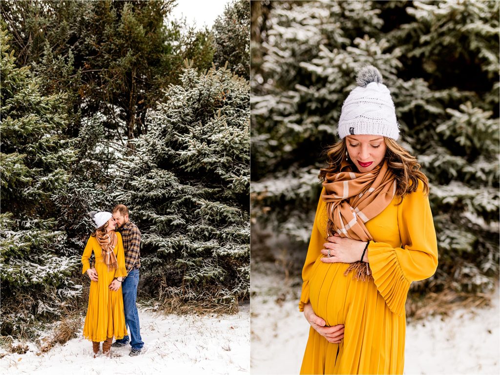 Caitlin and Luke Photography, Fransen Nature Area Maternity Photos, Illinois Maternity photos, winter snow maternity photos