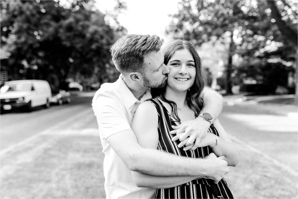 Caitlin and Luke Photography, Bloomington IL engagement photos, Illinois engagement session with bride in blue jumper