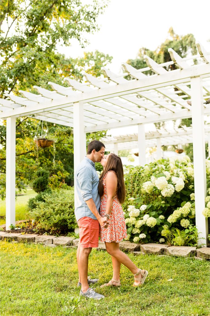 first anniversary session at Washington Park Botanical Garden photographed by Caitlin and Luke Photography, Springfield IL anniversary photos