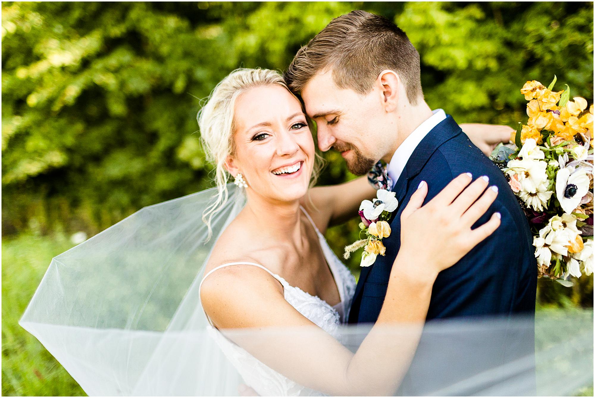 portraits of bride and groom by Caitlin and Luke Photography, St. Michael's Church wedding, Fort Loramie OH wedding photographers, church wedding, Ohio wedding photographers