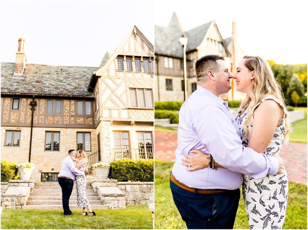 sunset engagement photos at Ewing Manor photographed by Caitlin and Luke Photography, Ewing Manor Engagement Photos, Illinois engagement session