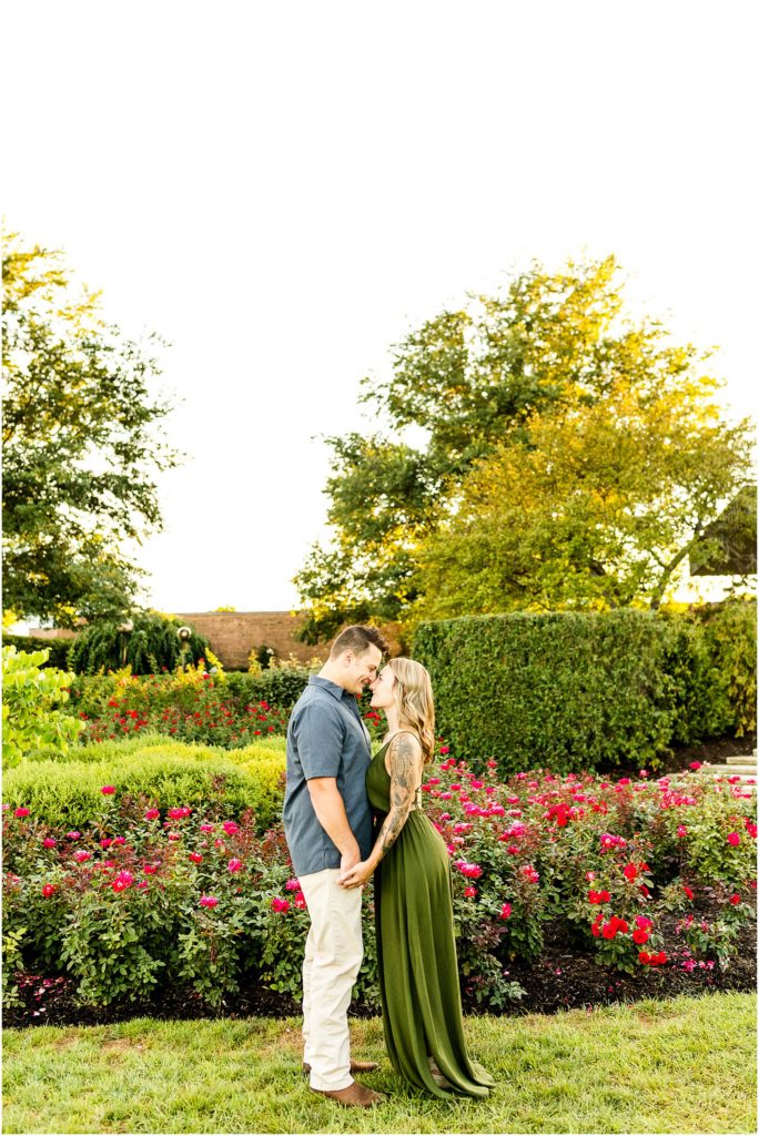 sunset engagement session at Chicago Botanic Garden in Glencoe with IL wedding photographers Caitlin and Luke Photography