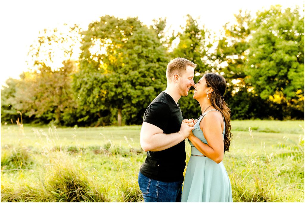 casual sunset Comlara Park engagement photos with Caitlin and Luke Photography, Bloomington-Normal IL wedding photographers, summer engagement session in Comlara Park
