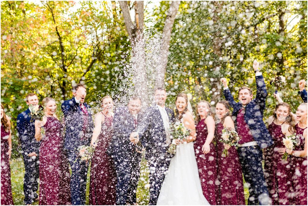 fall wedding at Lake of the Woods Forest Preserve photographed by Caitlin and Luke Photography, Illinois wedding photographers, Urbana IL wedding photographers, Mahomet IL wedding photographers