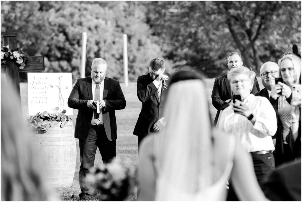 farm ceremony for fall wedding at Lake of the Woods Forest Preserve photographed by Caitlin and Luke Photography, Illinois wedding photographers, Urbana IL wedding photographers, Mahomet IL wedding photographers