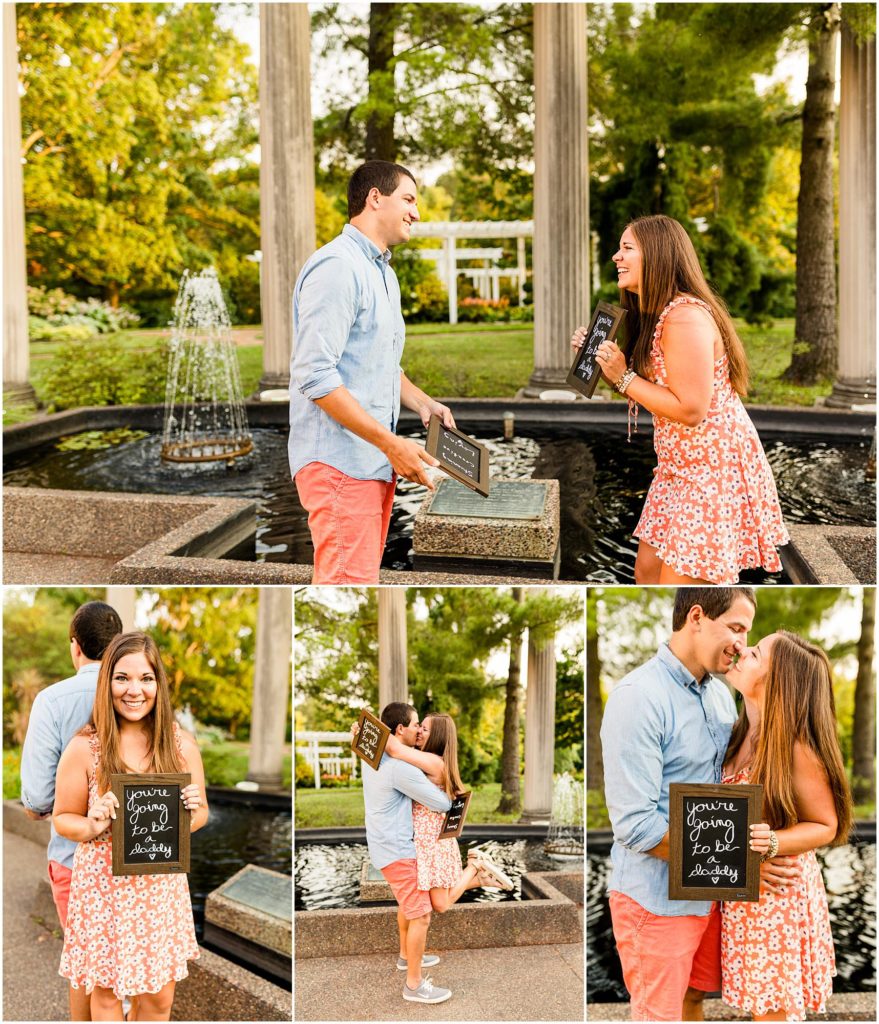 pregnancy announcement at Washington Park Botanical Gardens with Caitlin and Luke Photography, Springfield IL anniversary photographers