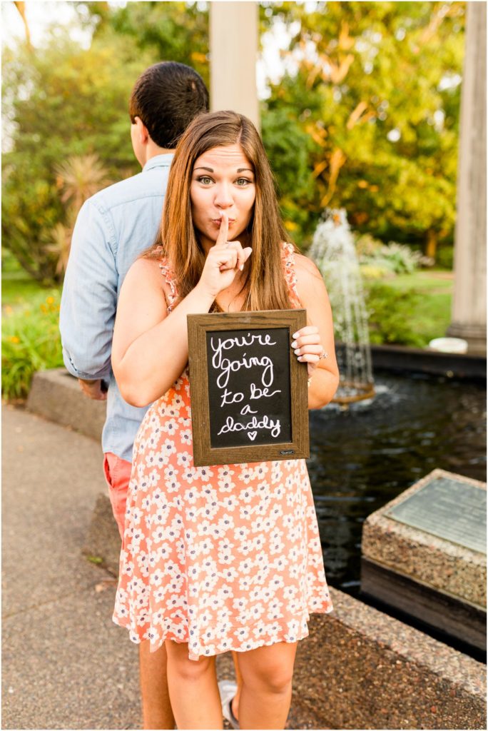 pregnancy announcement at Washington Park Botanical Gardens with Caitlin and Luke Photography, Springfield IL anniversary photographers