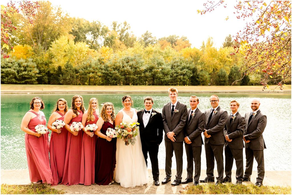 fall Five Willows Wedding in Sullivan IN photographed by Illinois and Indiana wedding photographers Caitlin and Luke Photography