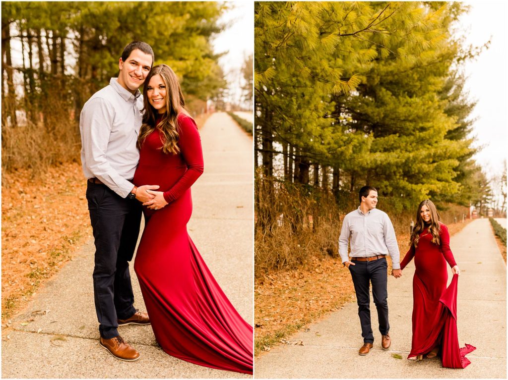 winter maternity session in Allerton Park photographed by Monticello IL maternity photographers Caitlin and Luke Photography, IL maternity photographers