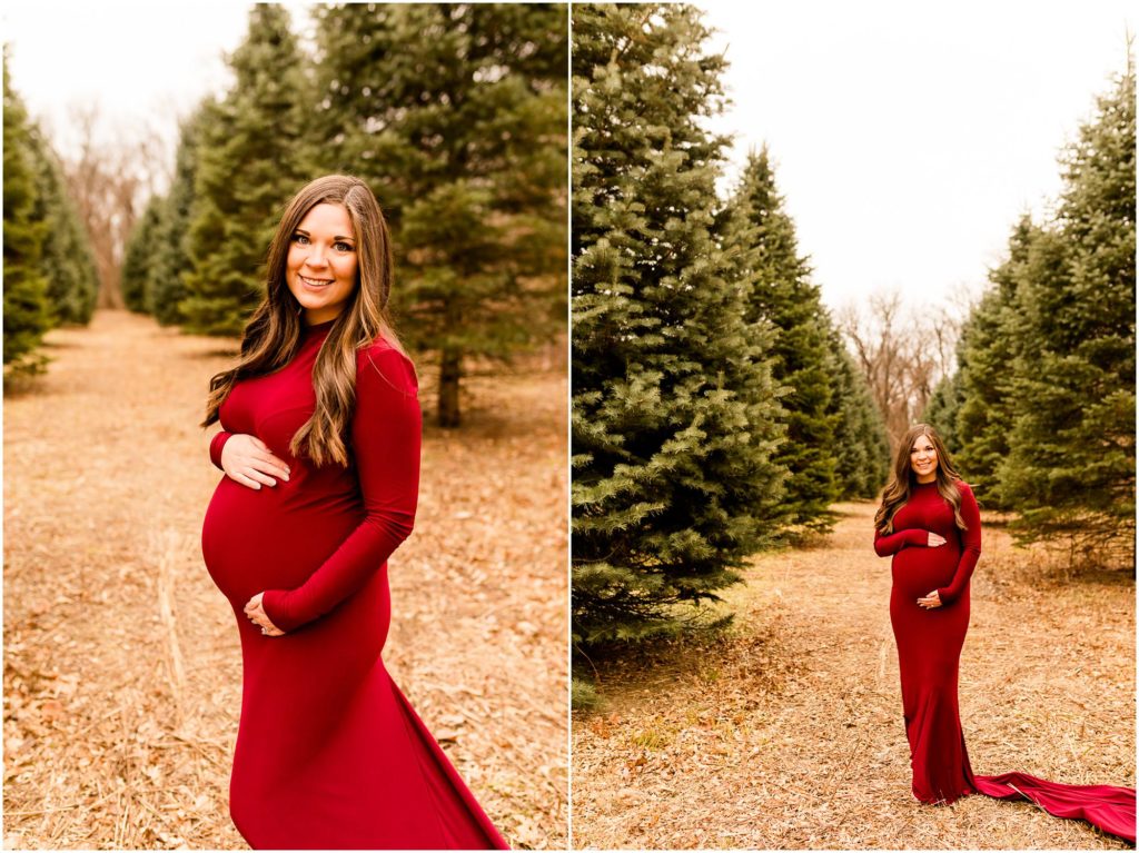 winter maternity session in Allerton Park photographed by Monticello IL maternity photographers Caitlin and Luke Photography, IL maternity photographers
