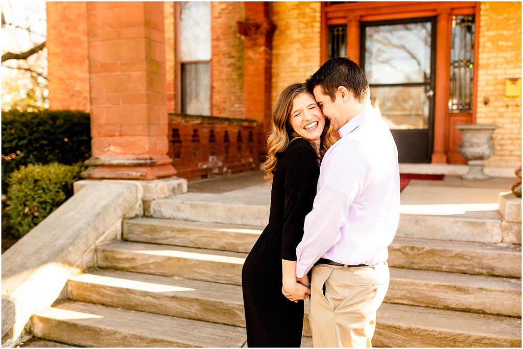 Vrooman Mansion engagement session in Bloomington IL with Caitlin and Luke Photography, Illinois wedding photographers