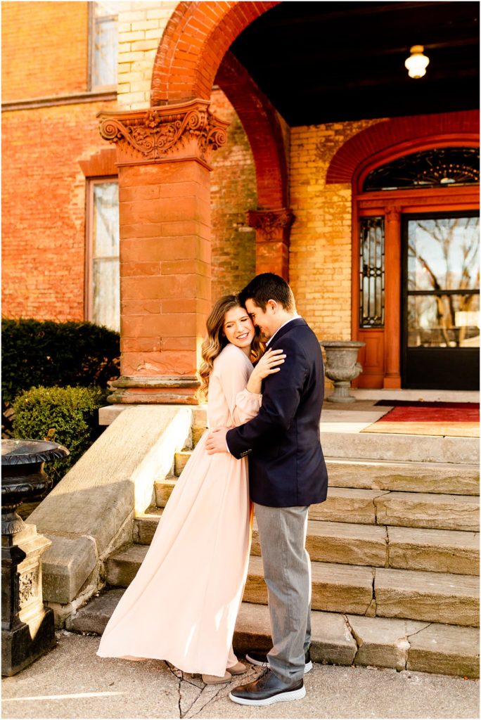 Vrooman Mansion engagement session in Bloomington IL with Caitlin and Luke Photography, Illinois wedding photographers