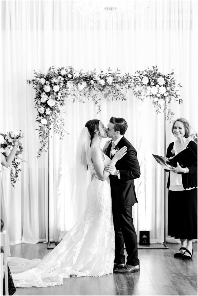 intimate wedding ceremony at Pritzlaff Events photographed by Milwaukee wedding photographers Caitlin and Luke Photography
